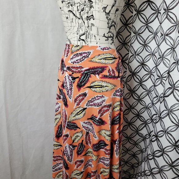 NEW Lularoe Orange with Feather Print Skirt - XL - Picture 2 of 3